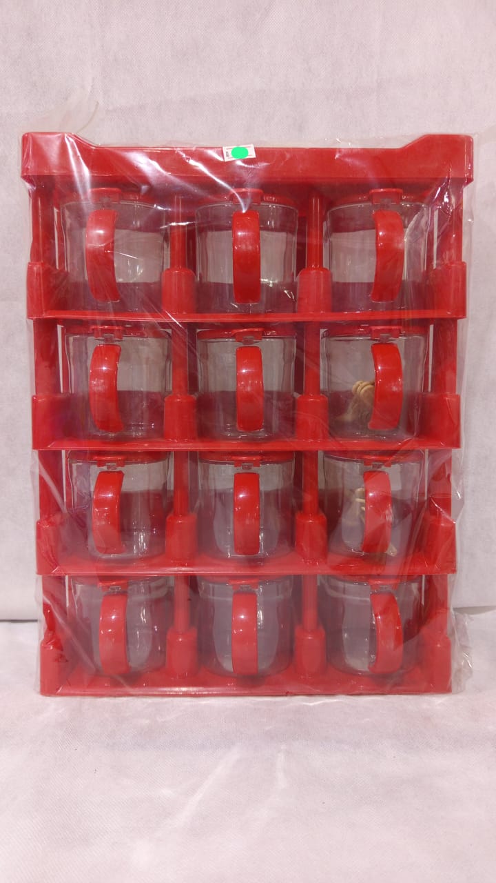 12-Piece Plastic Storage Container Set with Red Rack