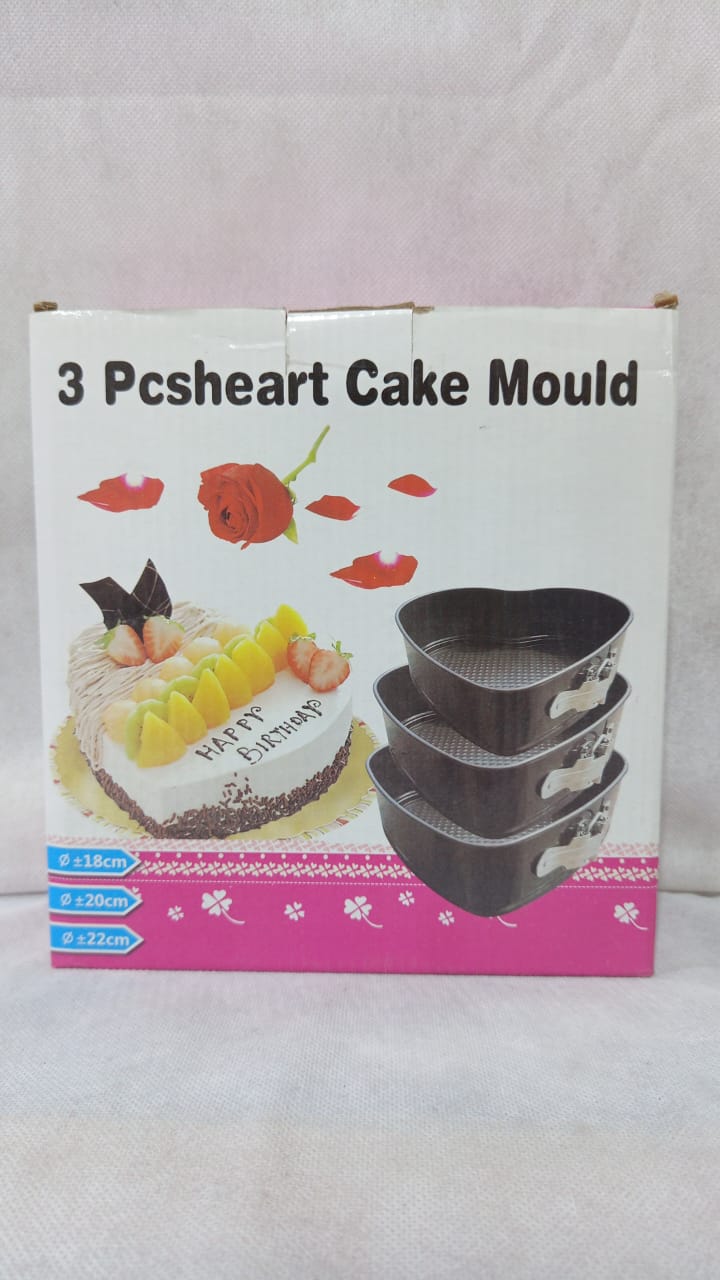 3PCS Heart-Shaped Non-Stick Cake Mould Set