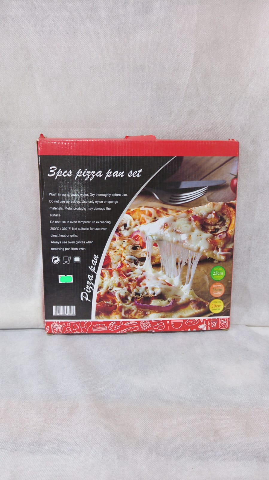 3-Piece Non-Stick Pizza Pan Set – 23cm, 26cm & 29cm | Perfect for Homemade Crispy Pizzas