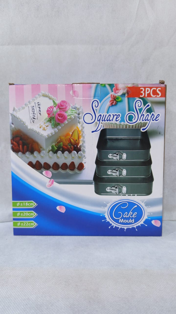 3-Piece Square Shape Cake Mould Set