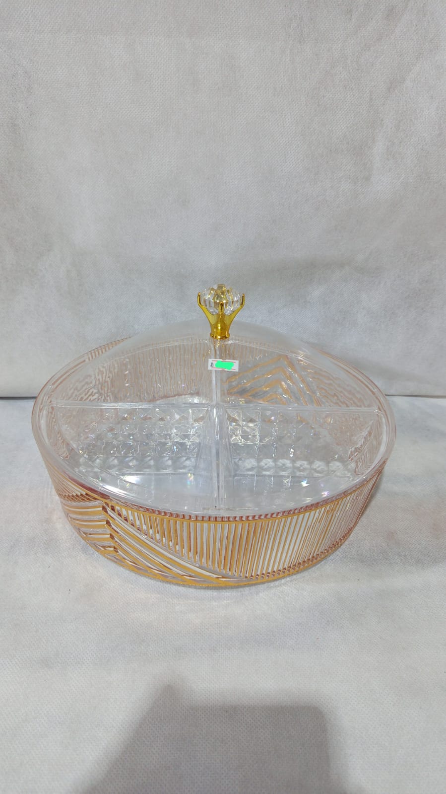 4-Section Premium Plastic Serving Bowl with Lid  – Elegant Snack & Dry Fruit Tray
